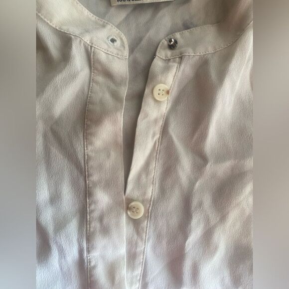 AllSaints 100% Silk Cream/Black Luna Aura Shirt Sleeveless  Button Dress Size 6 - Picture 6 of 12